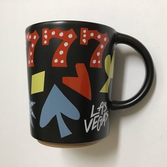 Starbucks Las Vegas Black Coffee Mug Tea Cup 12 oz Cards Blackjack Triple 7s - Picture 9 of 14